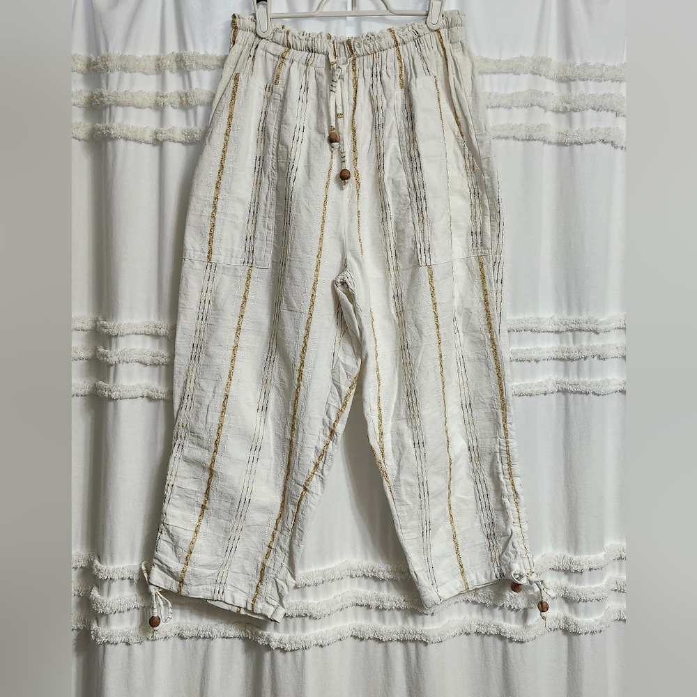 Striped Cream and Brown Pants